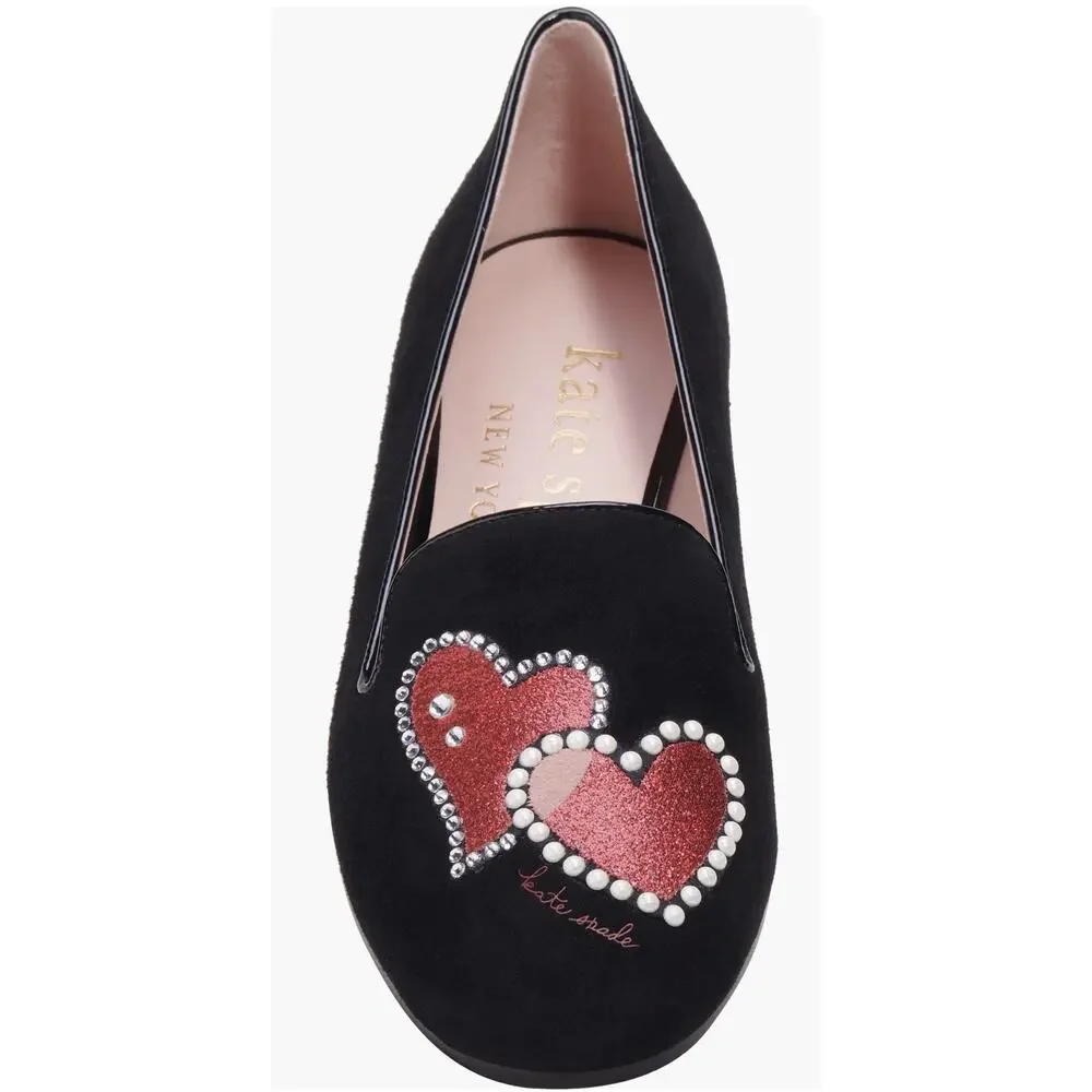 Kate Spade NY Women Size 7.5 B Lounge Hearts Loafers Love Heart Accents